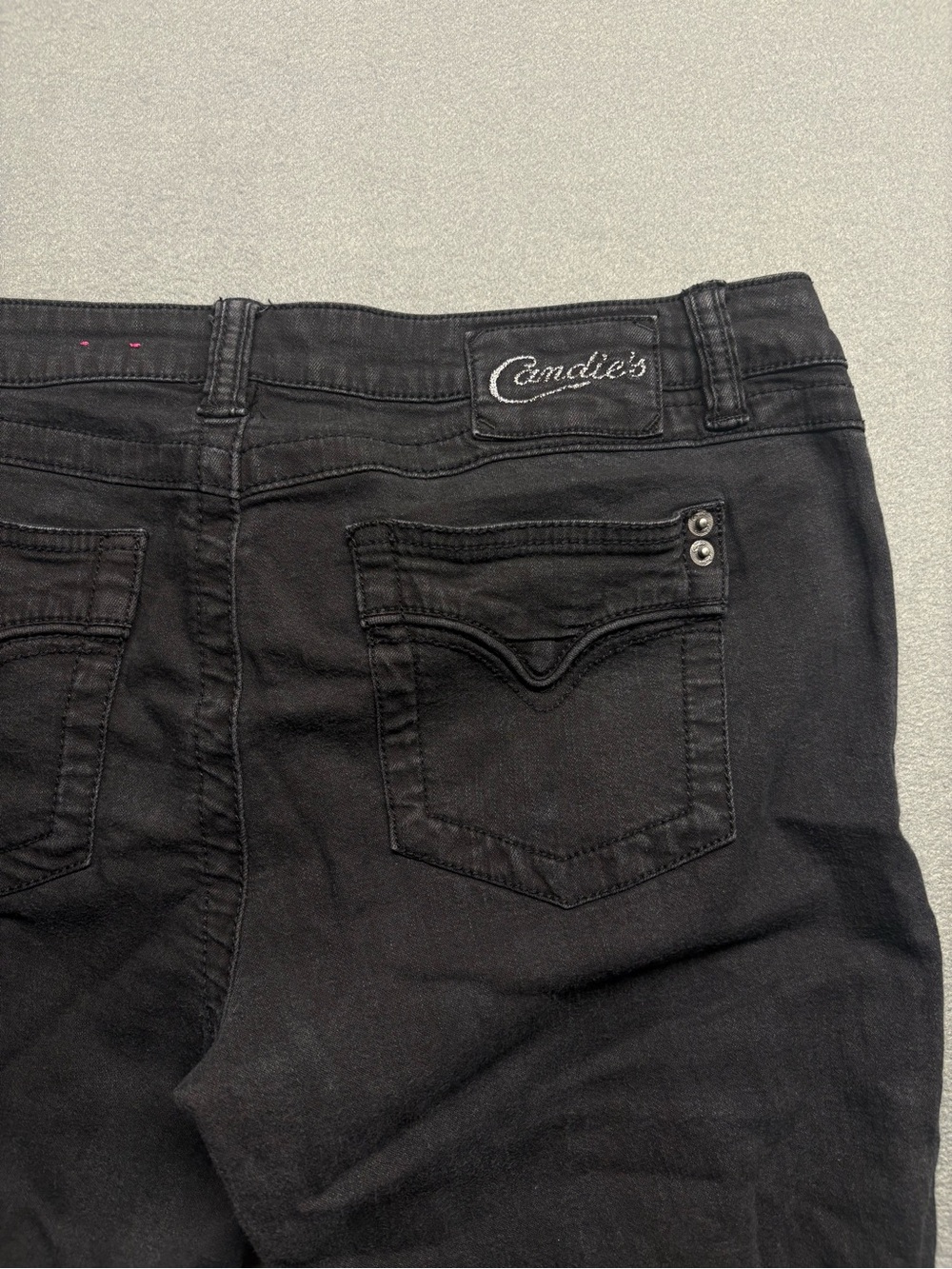 Candie's Womens Sz 11 Grey Wash Low Rise Stretch Skinny Jeans Flap Back Pocket